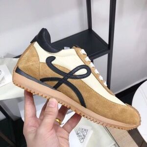 Loewe Flow Runner Sneakers Beige Suede Black Leather